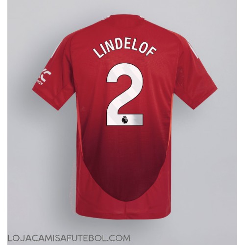 Camisa de Futebol Manchester United Victor Lindelof #2 Equipamento Principal 2024-25 Manga Curta